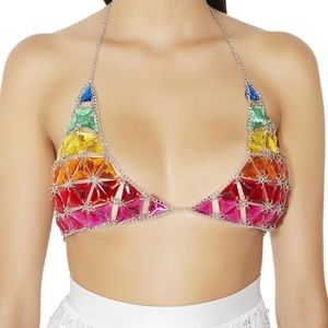 Jaded London Rainbow Jewelled Bra